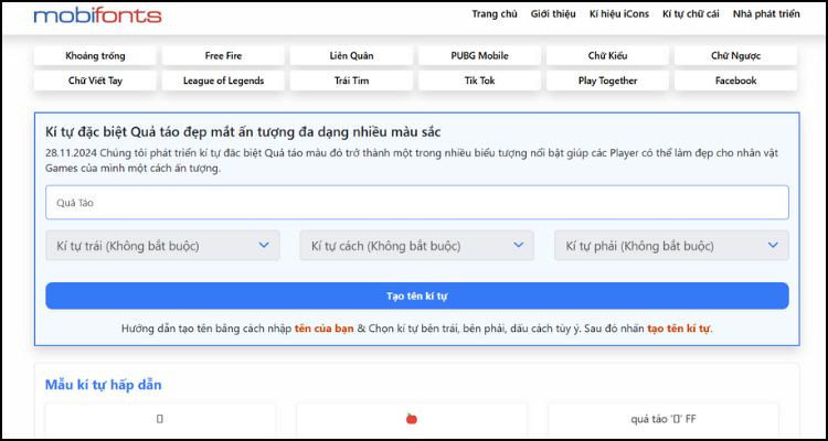 Chi tiết cách tạo kí tự đặc biệt quả táo trên Mobifonts nhanh chóng, đơn giản 