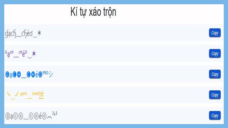 Kí tự đặc biệt dấu gạch chéo