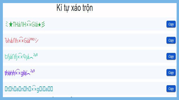 Kí tự đặc biệt thánh giá
