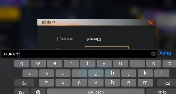 Nhập tên trong Free Fire