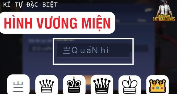 Tên kí tự đặc biệt hình vương miện cho PUBG 