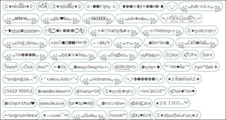 Tổng hợp tên chứa kí tự đặc biệt FO4 được sử dụng nhiều  